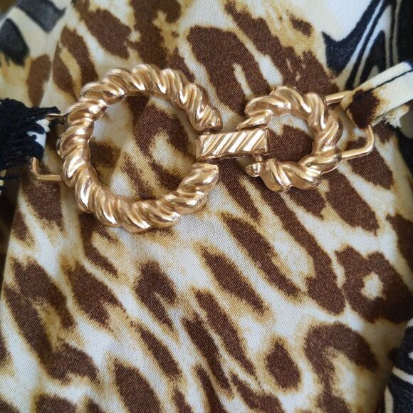 VENUS animal print v-neck peplum tank top blouse, black lace, S - Picture 8 of 8